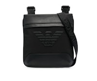 a black messenger bag with an eagle logo on it